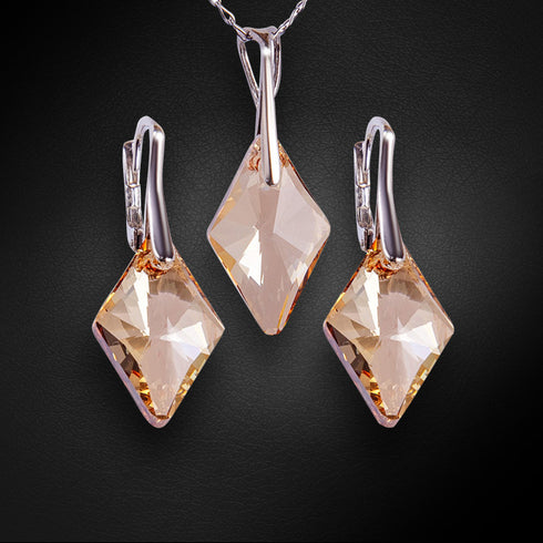 Silver set "Rombs (Golden Shadow)" with Swarovski™ crystals
